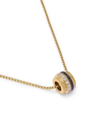Black & White Diamond Rolling Barrel Pendant Necklace in 14K Yellow Gold, 1.0 tcw
