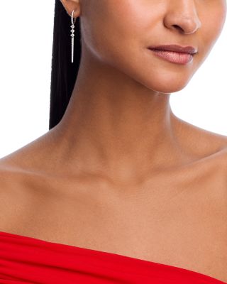 Diamond Linear Drop Earrings in 14K White Gold, 1.10 tcw