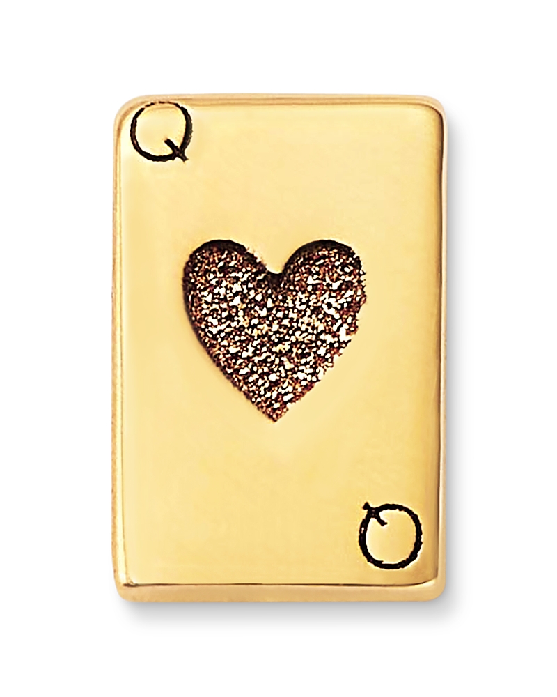 Zoë Chicco 14k Yellow Gold Itty Bitty Symbols Queen Of Hearts Single Stud Earrings In Yellow