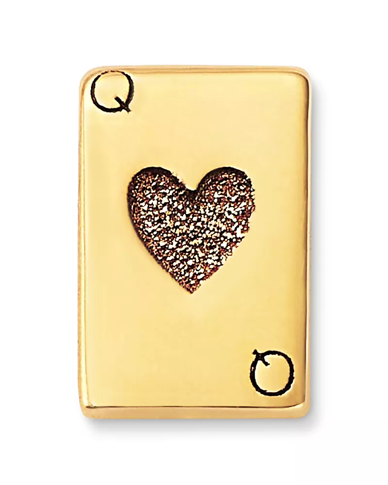 Zoe Chicco 14K Yellow Gold Itty Bitty Symbols Queen of Hearts Single Stud Earrings