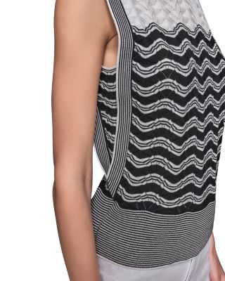 Geometric Pointelle Knit Sleeveless Sweater