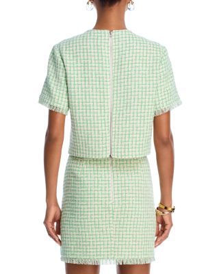 Box Pattern Tweed Top