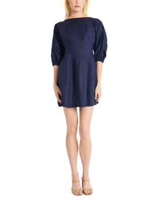 Linen Long Sleeve Mini Dress