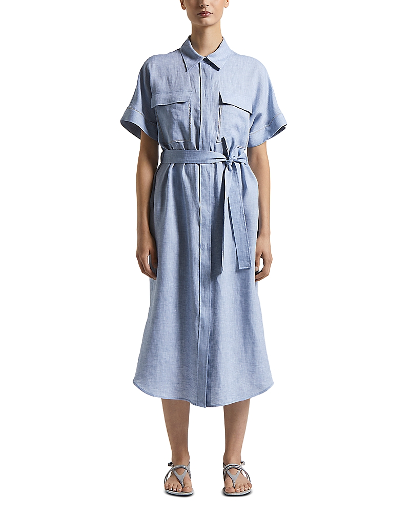 Shop Peserico Button Front Dress In Sunrise Blue
