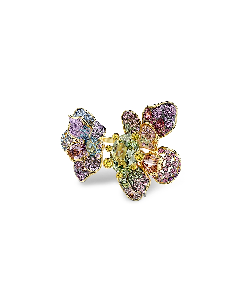 Swarovski Idyllia Multicolor Crystal Flower Open Statement Ring In Multi