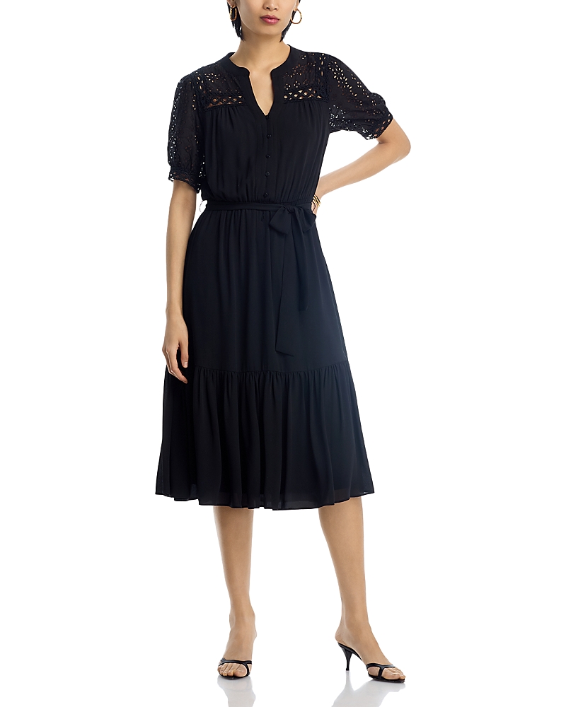 T Tahari Eyelet Midi Dress