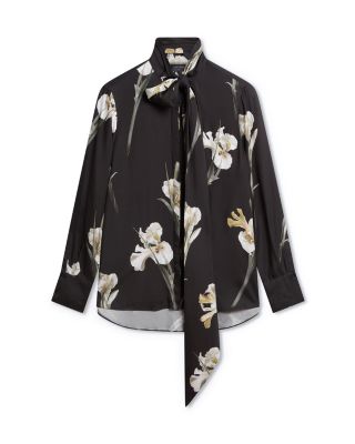 Zakiier Printed Scarf Detail Long Sleeved Blouse