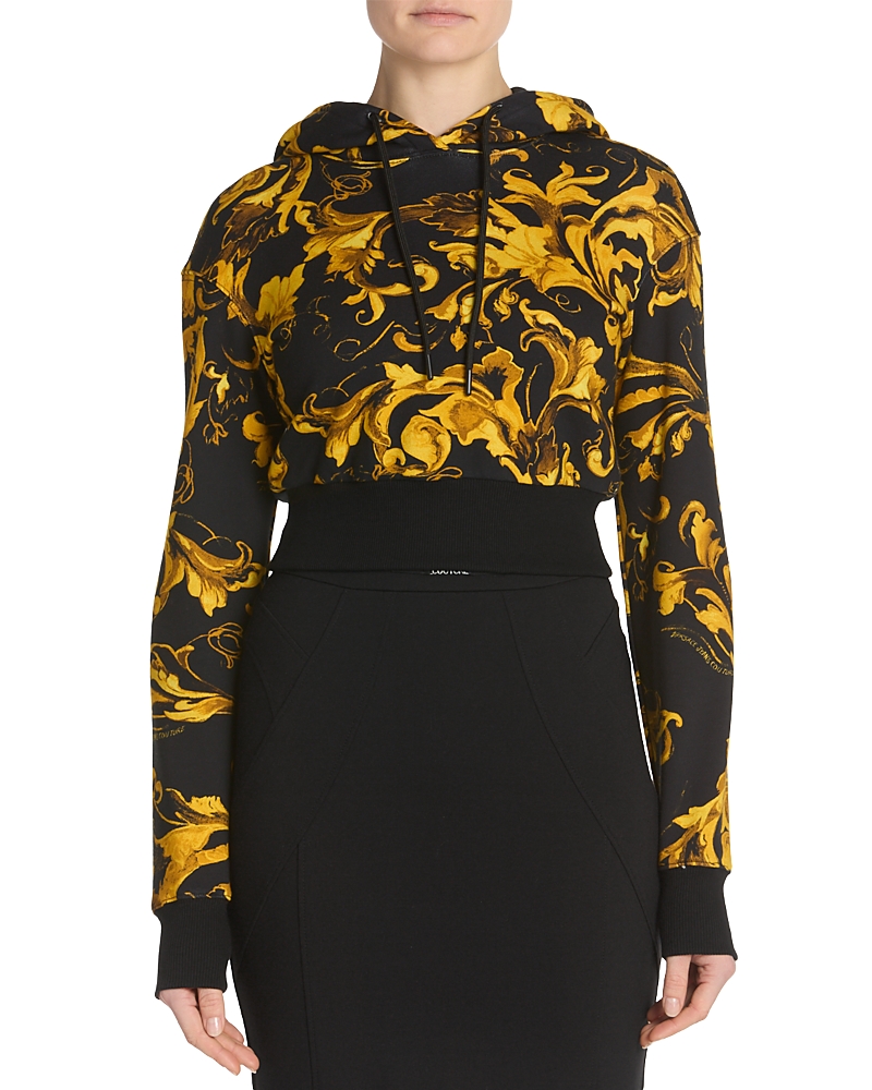 Versace Jeans Couture Acanthus Print Cropped Hoodie