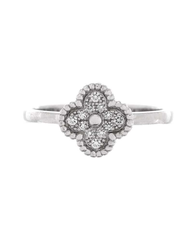 Pre-owned Pre-owned Van Cleef & Arpels Van Cleef & Arpels Sweet Alhambra Ring 18k White Gold And Diamonds