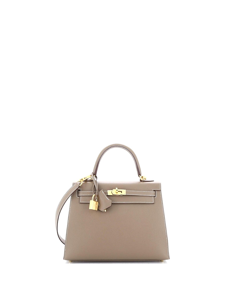 Pre-owned Pre-owned Hermes Hermes Kelly 25 Handbag Grey Epsom With Gold Hardware In Etoupe
