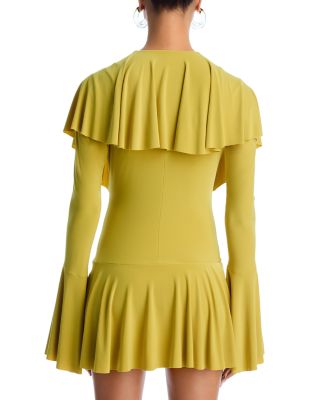 Long Sleeve Deep V Ruffle Mini Dress 