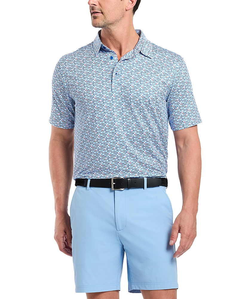 Robert Graham Galan Micro Geo Print Classic Fit Performance Polo Shirt