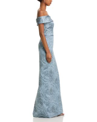 Jacquard Off-the-Shoulder Gown
