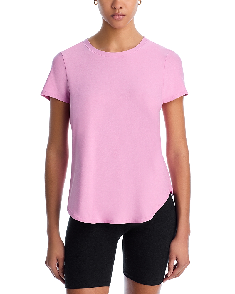 Beyond Yoga Spacedye Featherweight On Down Low Tee In Pink Bloom In Pink Haze
