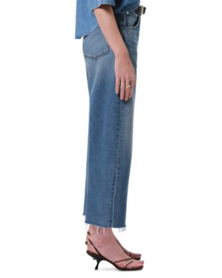 Ayla Raw Hem High Rise Crop Jeans in Telegraph