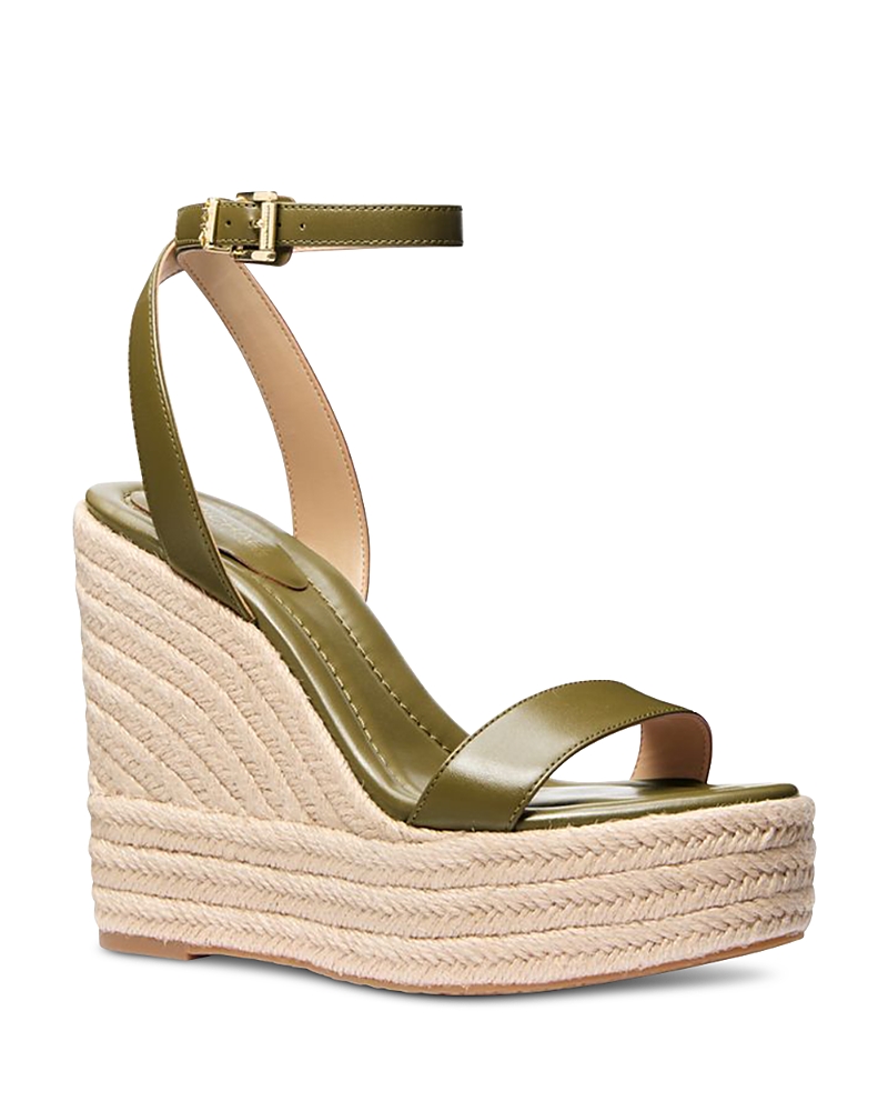 Michael Kors Women's Leighton Espadrille Wedge Sandals In Safari Green