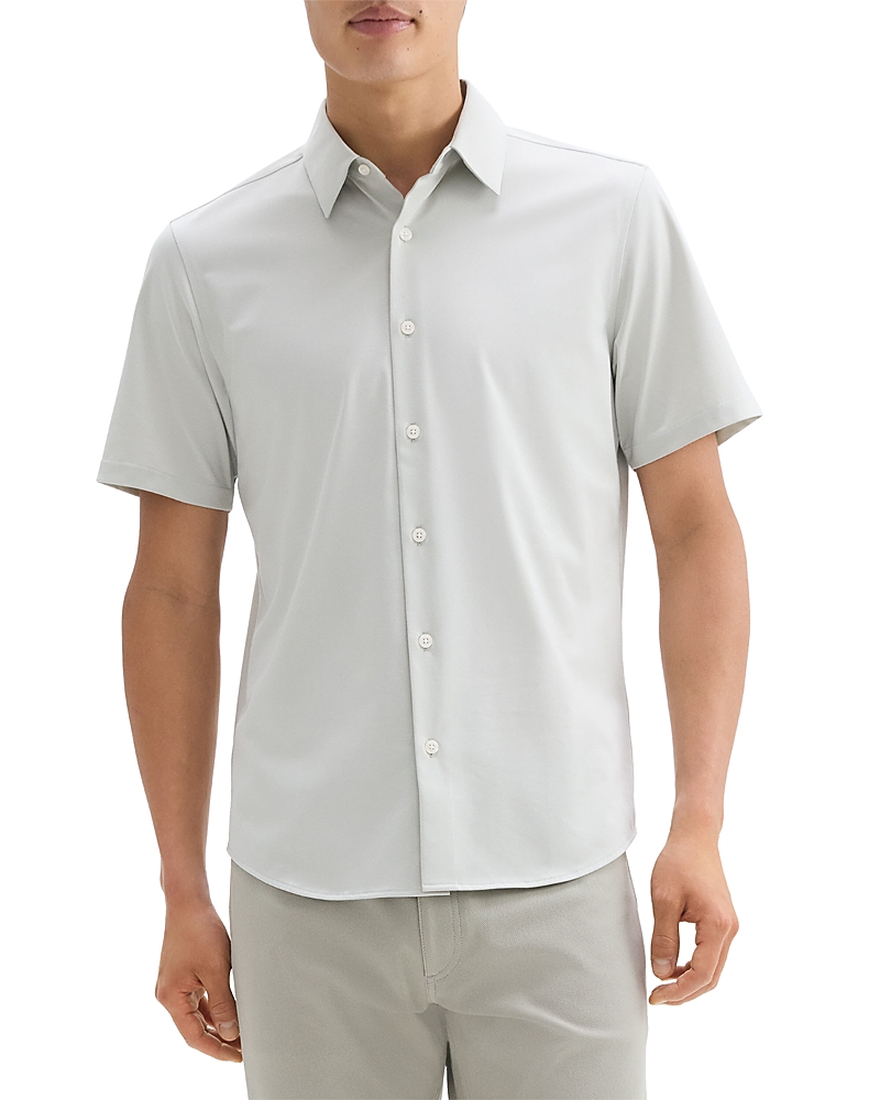 Theory Irving Short Sleeve Button-up Shirt In Light Greenstone