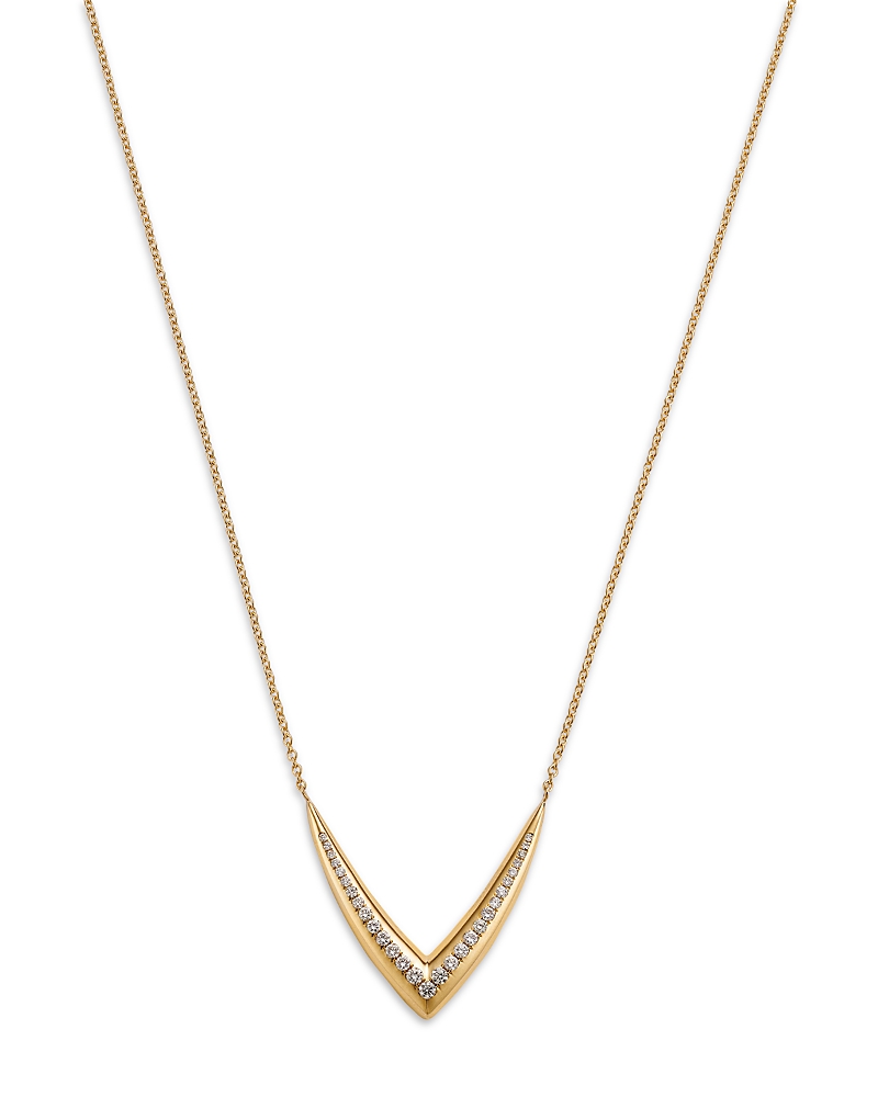 Bloomingdale's Fine Collection Diamond Chevron Necklace In 14k Yellow Gold, 0.30 Ct. T. W.