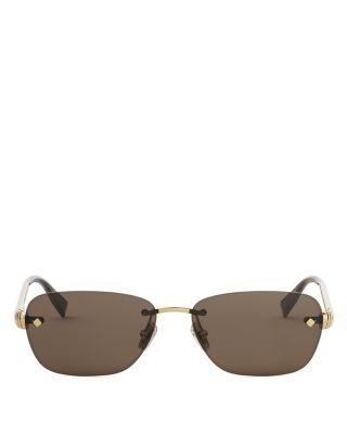 Tubogas Gold Rectangular Sunglasses, 55mm