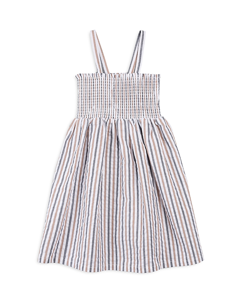 Shop Miles The Label Girls' Striped Seersucker Dress - Little Kid In Camel