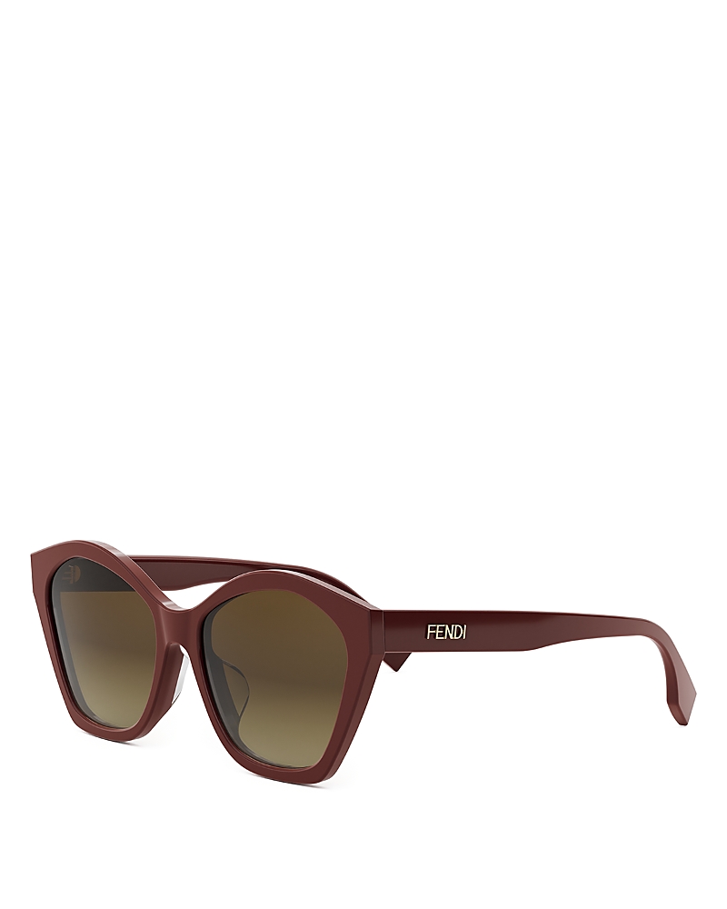 Fendi Lettering Red Geometric Sunglasses, 56mm