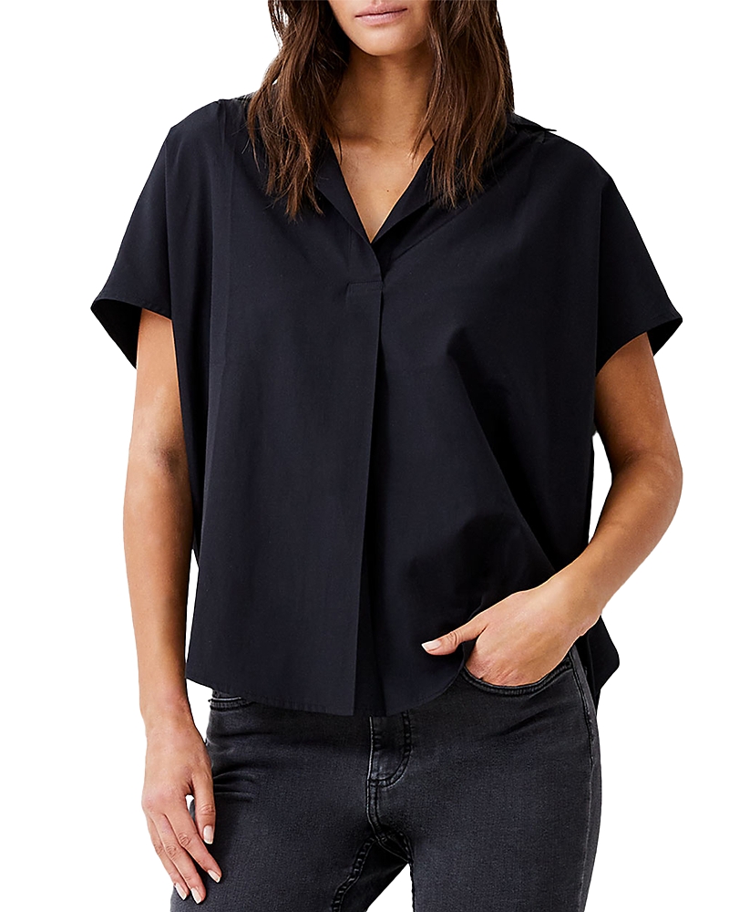 French Connection Frenh Connection Cele Short Sleeve Cotton Top In Black