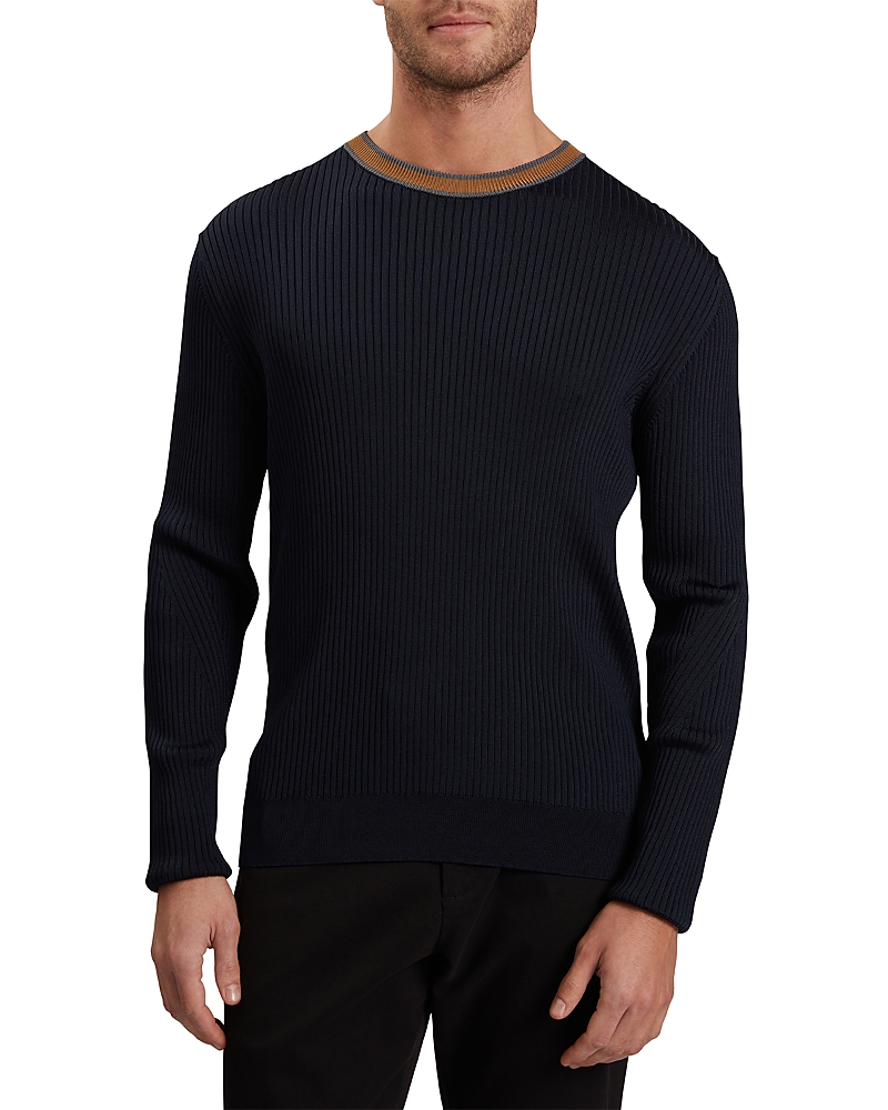 Ted Baker Nayor Ribbed Crewneck Sweater In Navy
