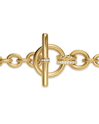 DY Mercer&reg; Toggle Chain Bracelet in 18K Yellow Gold with Diamonds, 8mm