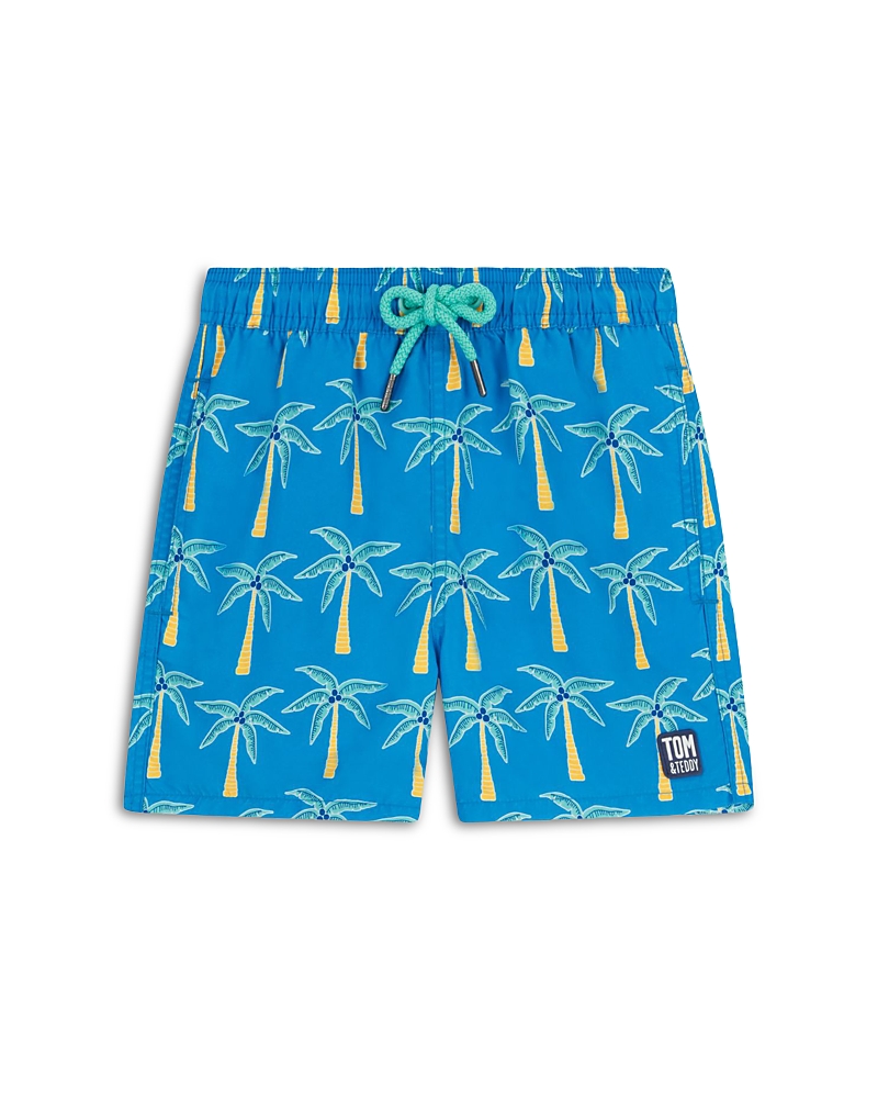 Tom & Teddy Boys' Palm Swim Trunks - Little Kid, Big Kid In Blue Green