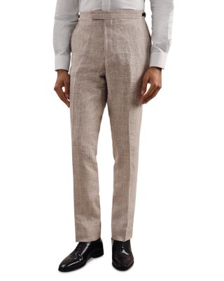 REISS - Ashton Linen Check Regular Fit Suit Pants