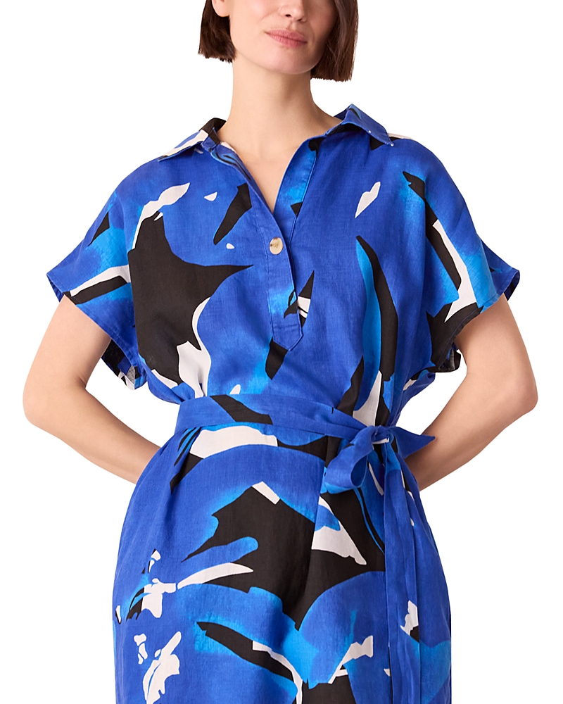 Whistles Womens Multi-coloured Abstract-print Relaxed-fit Linen Midi Dress