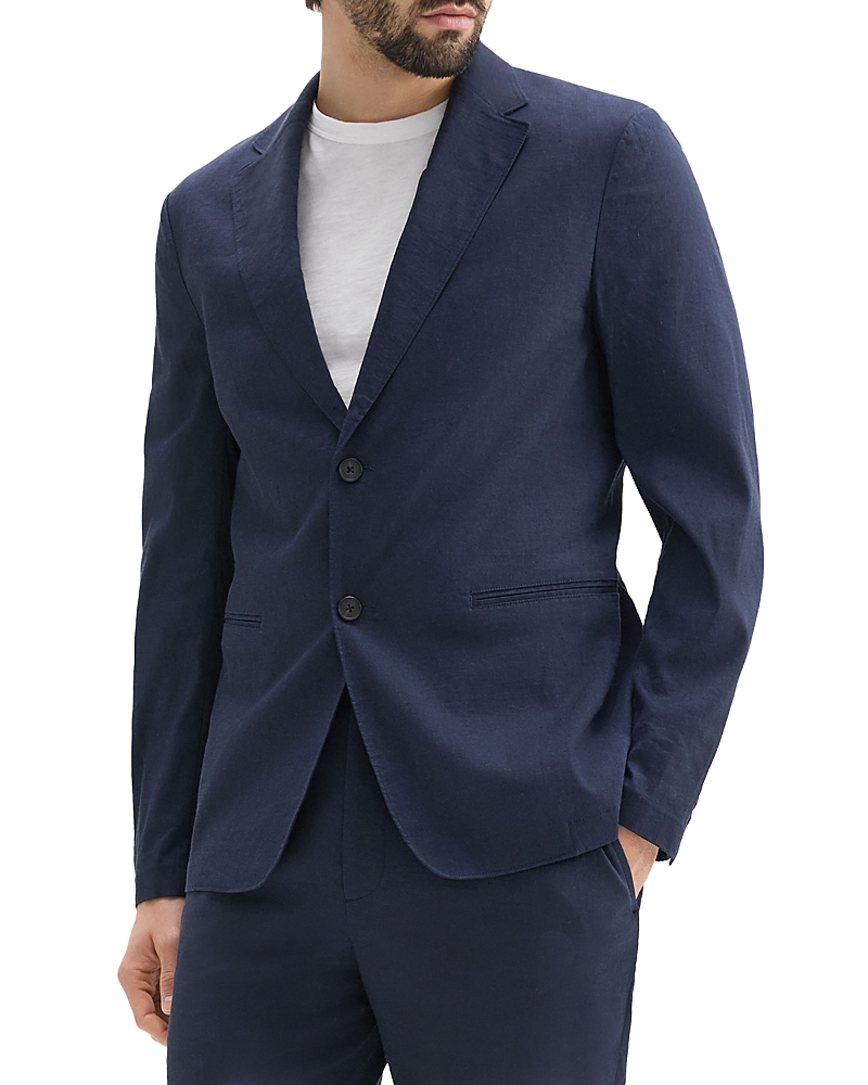 Theory Clinton Navy Stretch Linen Blend Sport Coat In Eclipse