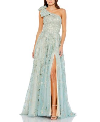 Embellished Bow One Shoulder A-Line Gown