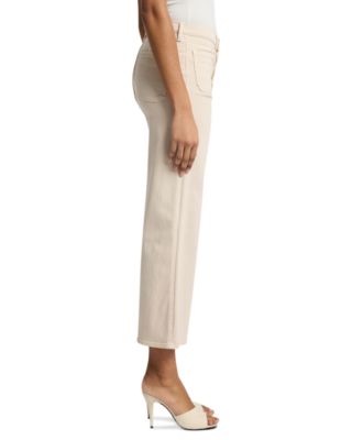 Ultra High Rise Cropped Flare Jeans in Creme