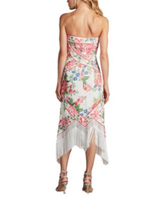 Brette Floral Print Tassel Fringe Midi Dress