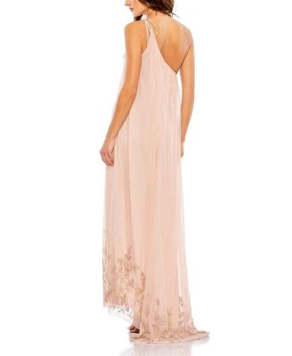 Flowy One Shoulder Asymmetrical Beaded Gown