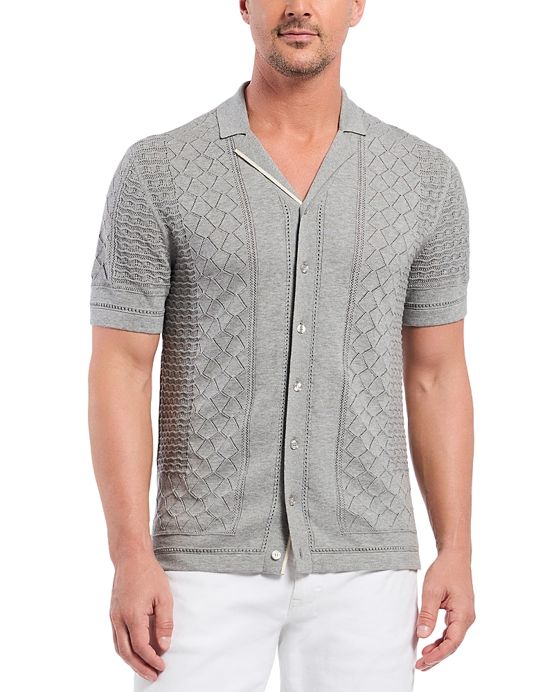 Robert Graham Delmar Pointelle Cotton Button-up Sweater In Gray