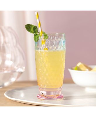 Boston Pearl Crystal Highball Glasses, Set of 4