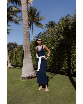 Sage Knitted Trim Dress