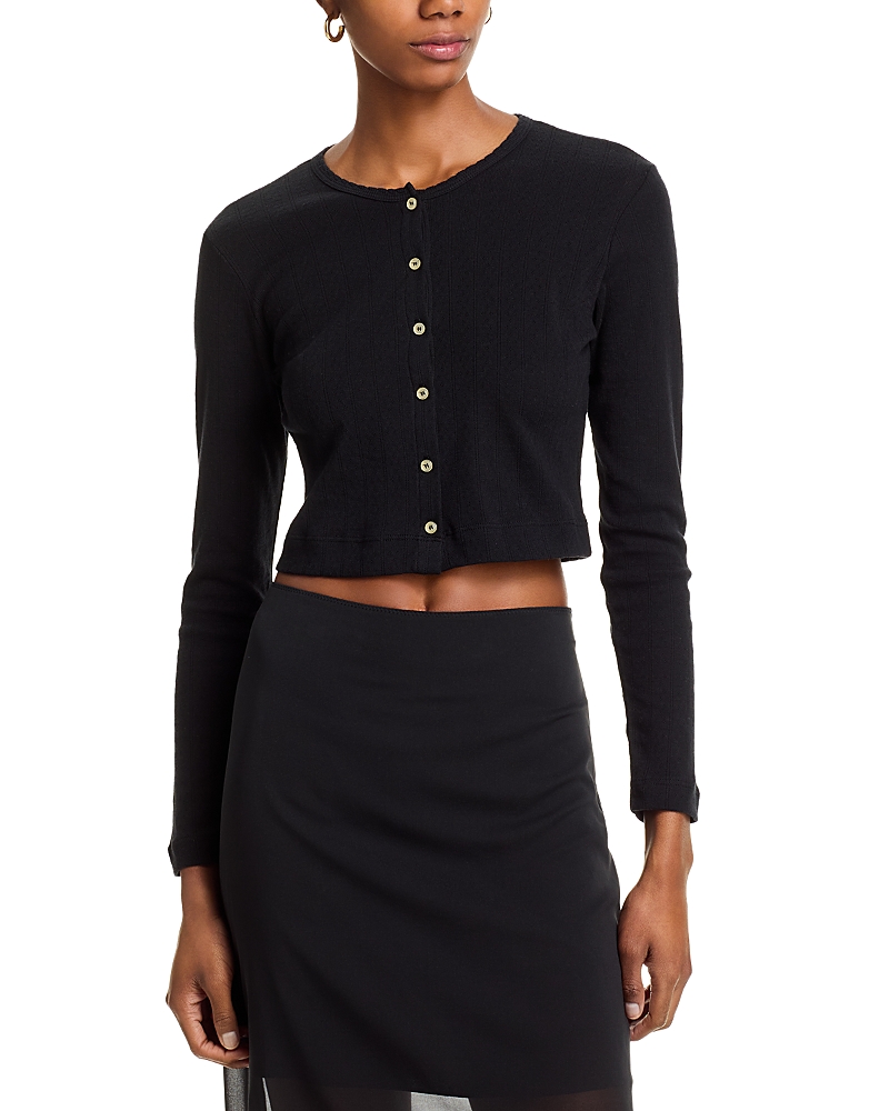 Leset Pointelle Crop Cardigan