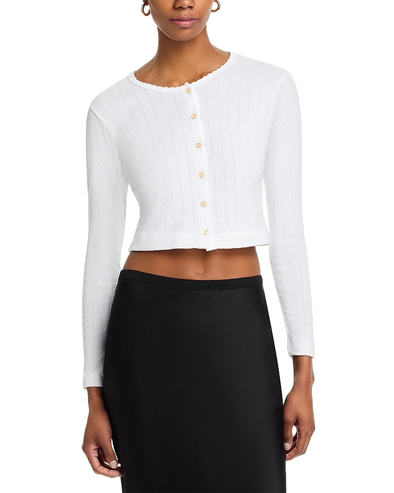 Leset Pointelle Crop Cardigan