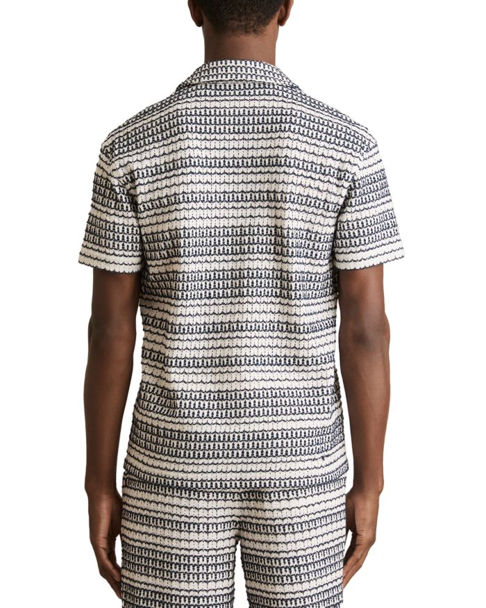 Chez Short Sleeve Embroidered Crochet Cuban Shirt
