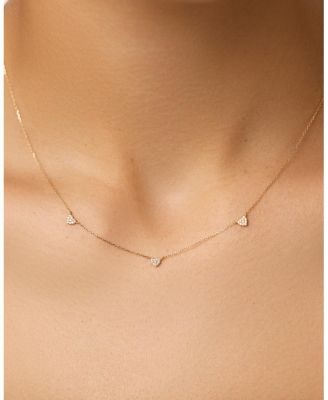  Gold Lab-Grown Diamond Heart Station Necklace