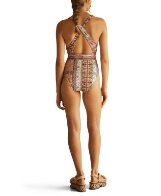 SONTUOSA Belted Plunge One Piece