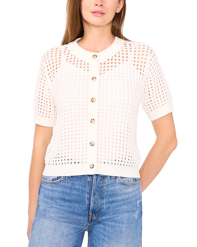 CECE CECE TEXTURE MESH CARDIGAN