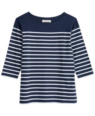  Sailor Boat Neck 3/4 Sleeve Top