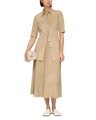 Pull On Midi Suede Skirt