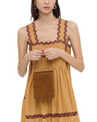 Laith Wide Woven Suede Top Handle Bag