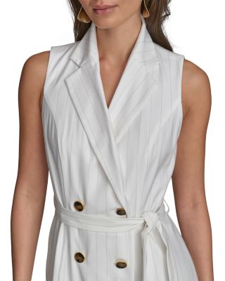 Pinstripe Belted Jacket Dress