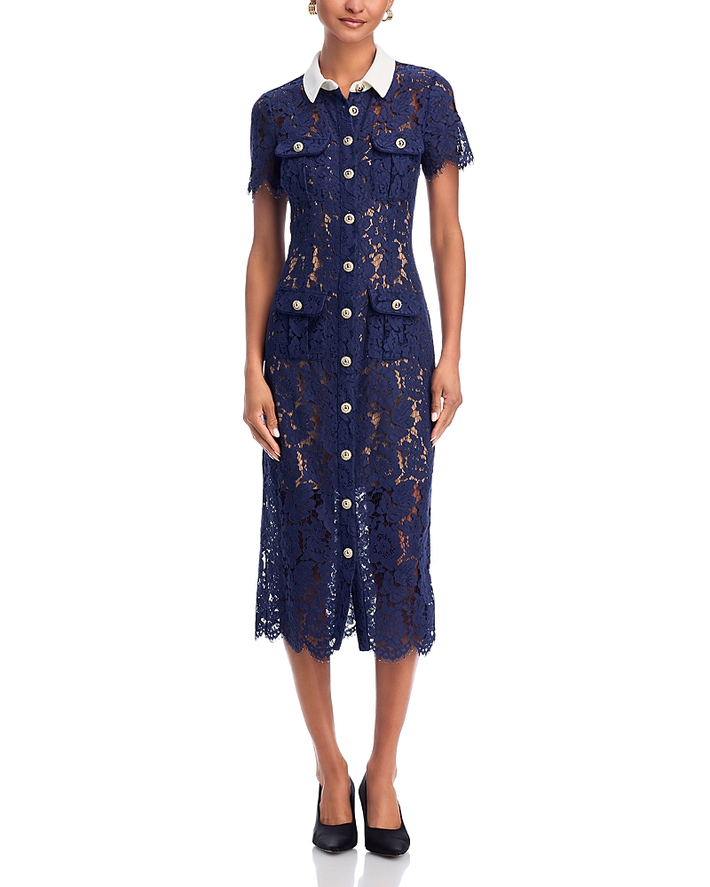 Self-portrait Self Portrait Women Lace Contrast Collar Midi Dress